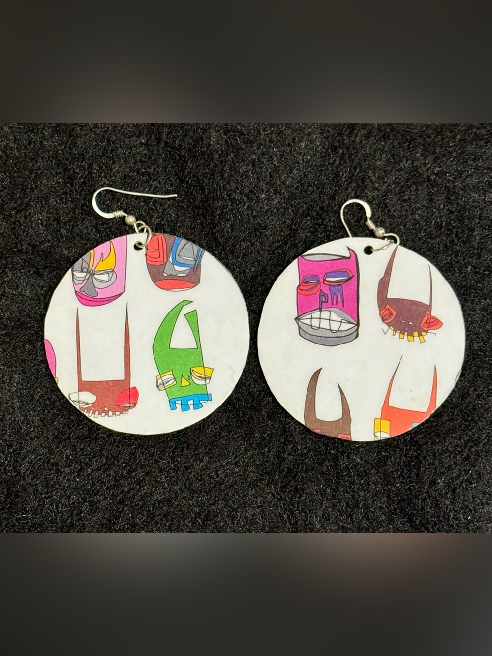 Fun Colorful Laminated Round Paper Earrings